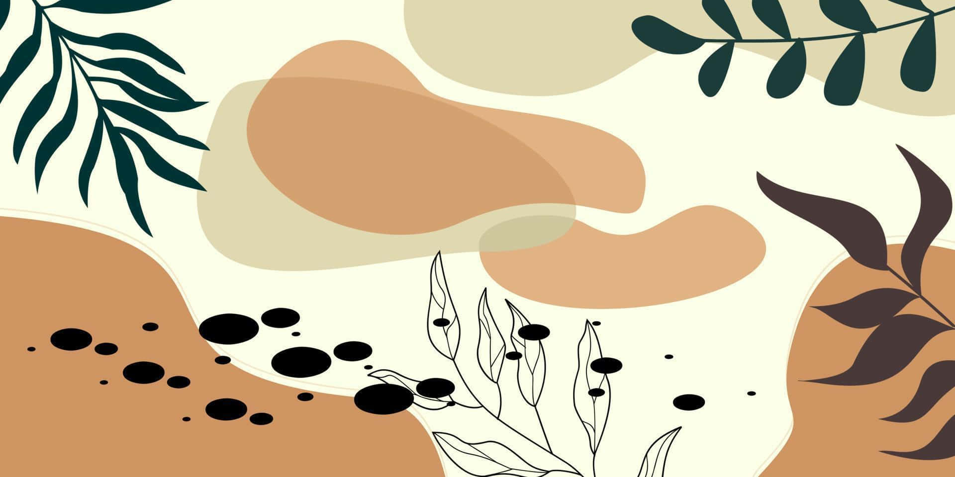 Abstract Pattern With Leaves And Polka Dots