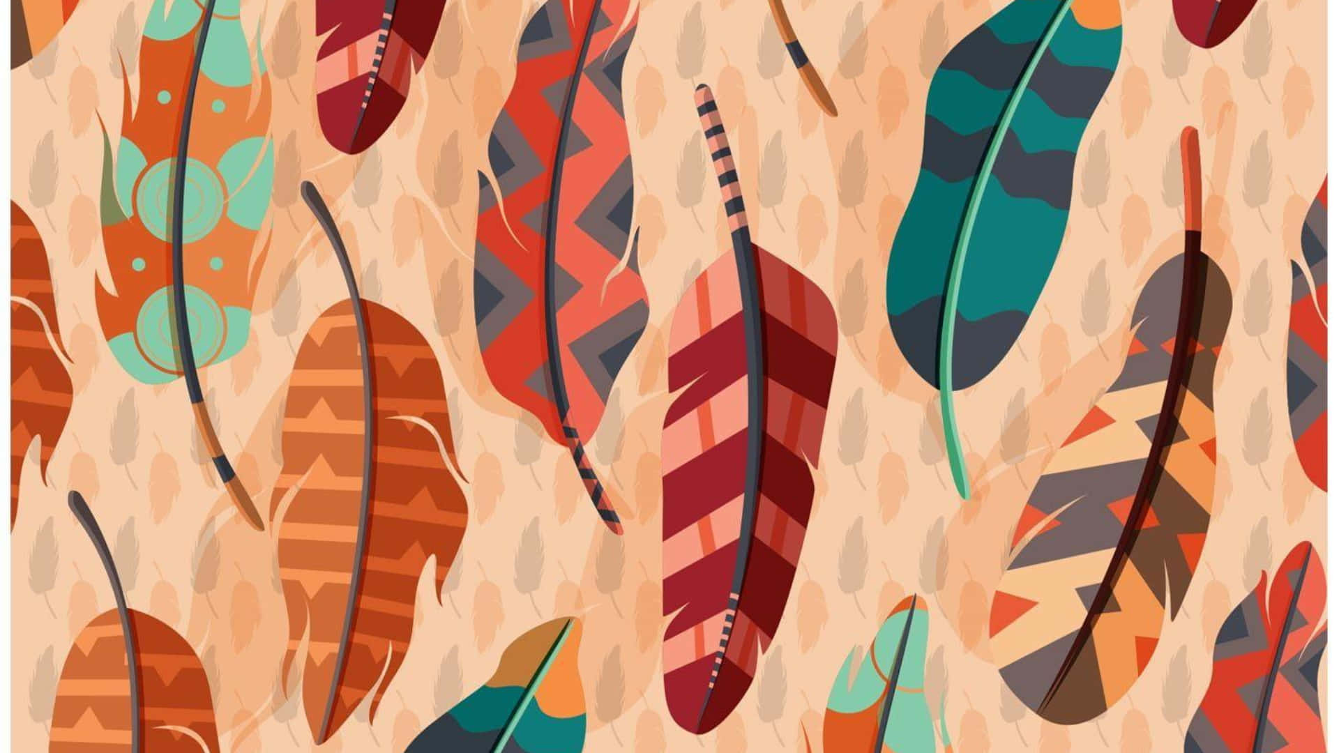 Seamless Pattern With Colorful Feathers Wallpaper