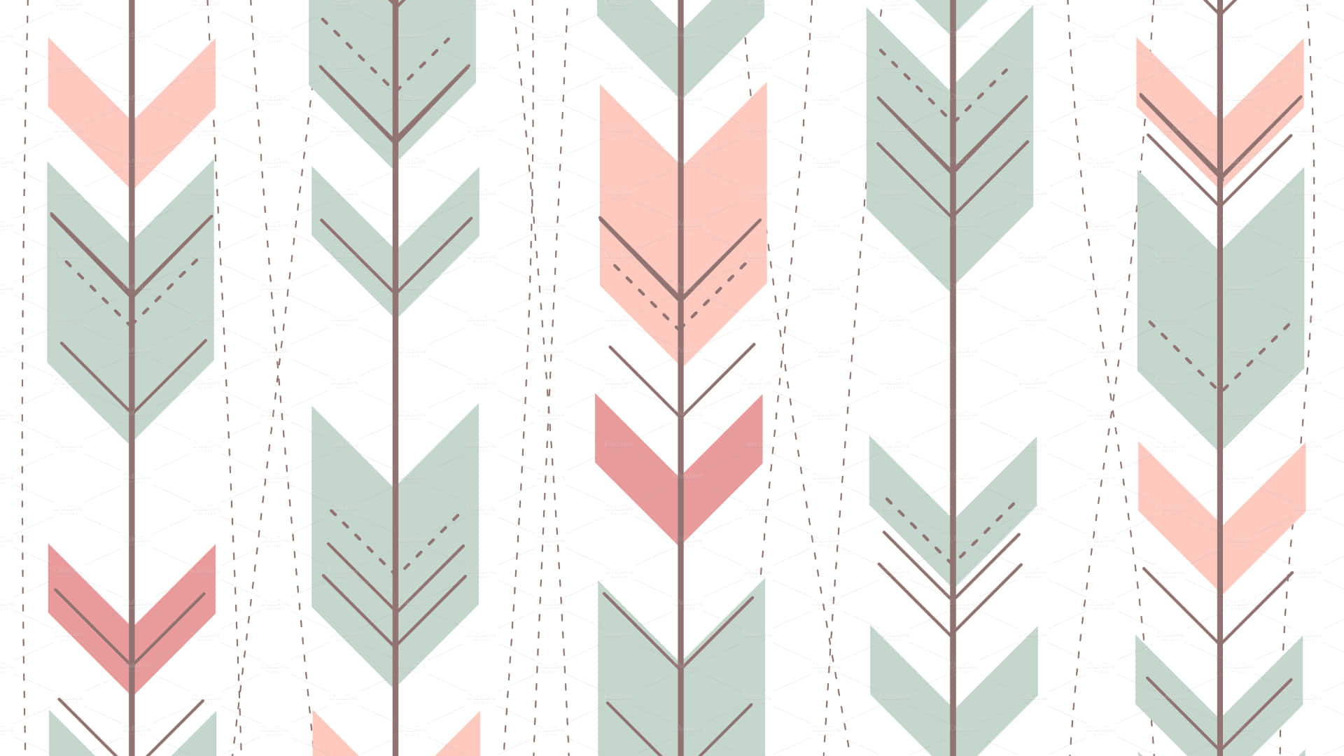 Pil mønster i pink og grøn Wallpaper