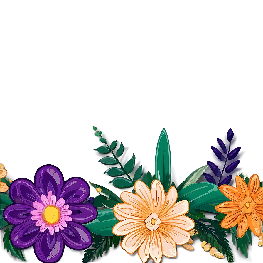 Boho Flowers Border Png 06272024 PNG