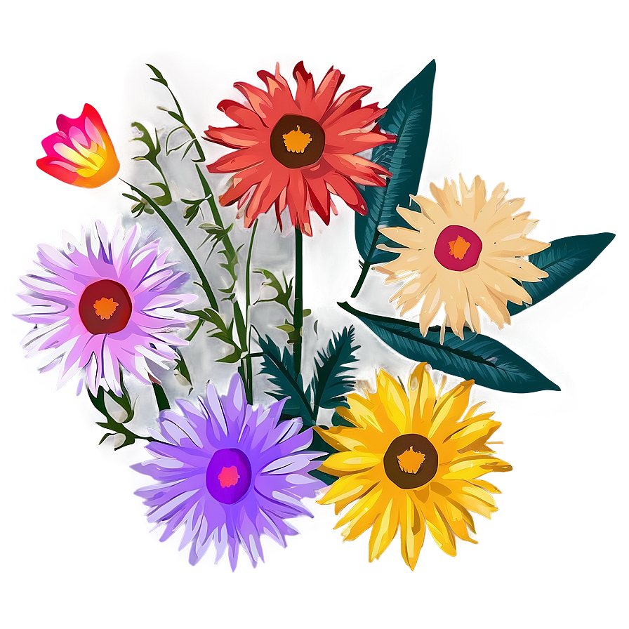 Boho Flowers Composition Png 06272024 PNG