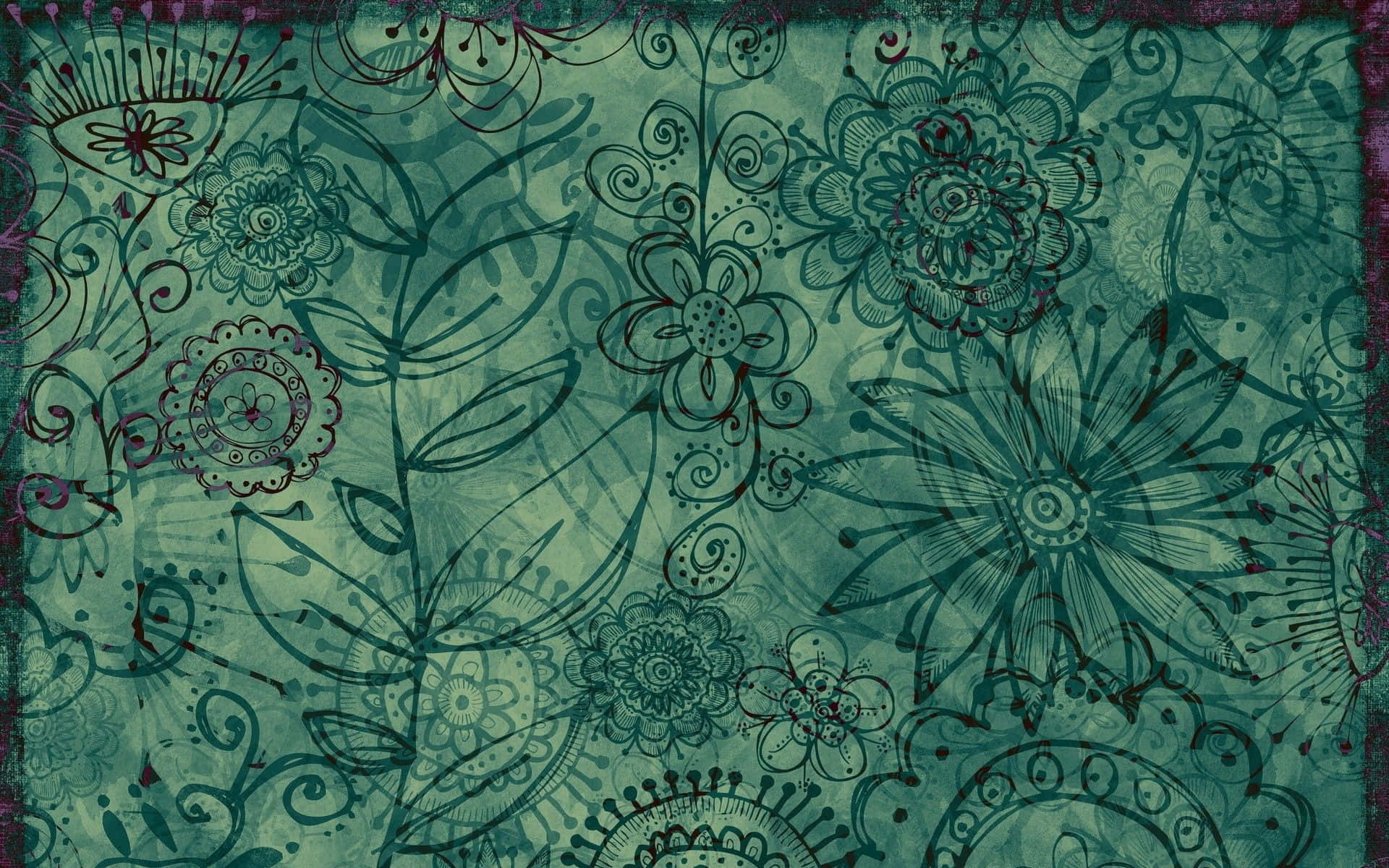 En grøn og brun blomstermønster Wallpaper