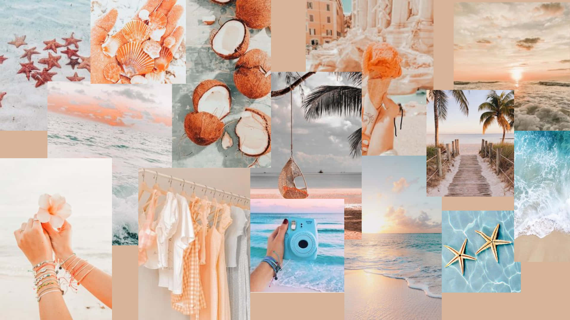 Boho Beach Photo Collage Laptop Wallpaper