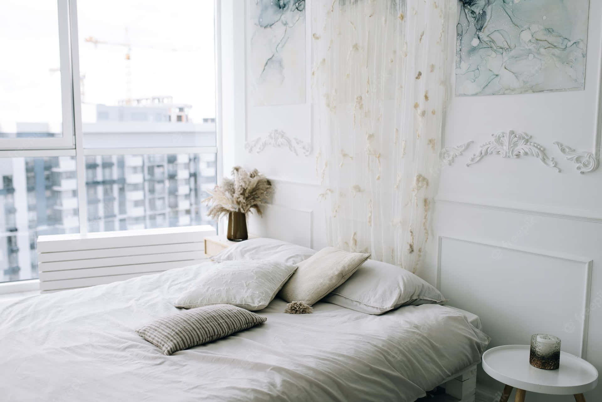 White Bedroom Boho Mac Wallpaper