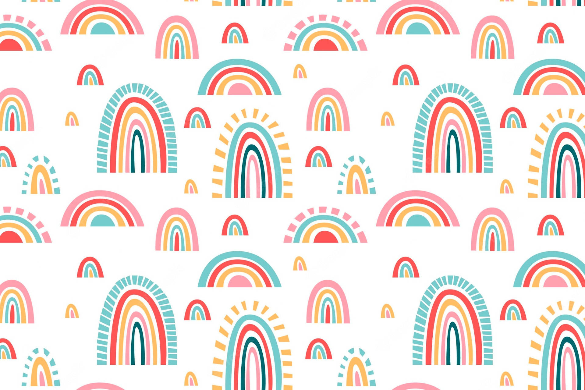 Rainbows And Clouds Pattern Wallpaper