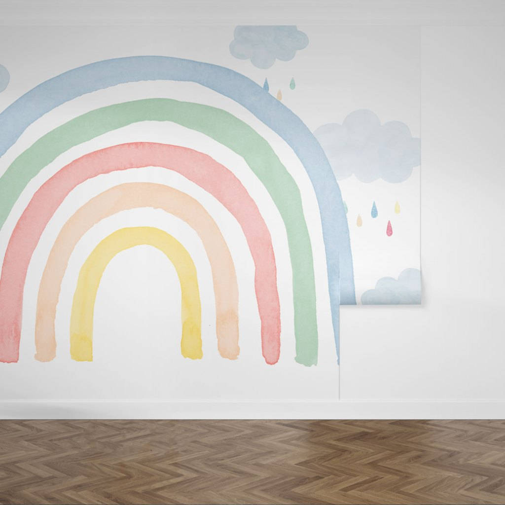 Lys op dit rum med bohemisk stil regnbue nuancer! Wallpaper