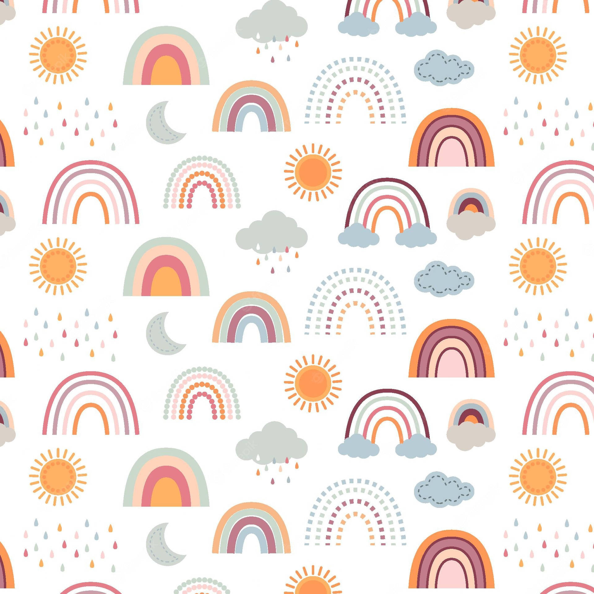 Lad de glade vibes komme ind med dette modige og smukke Boho Rainbow-design. Wallpaper