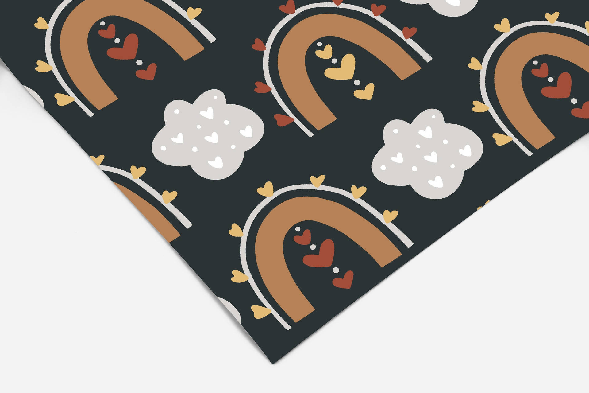Rainbows And Clouds Pattern - Black Wallpaper
