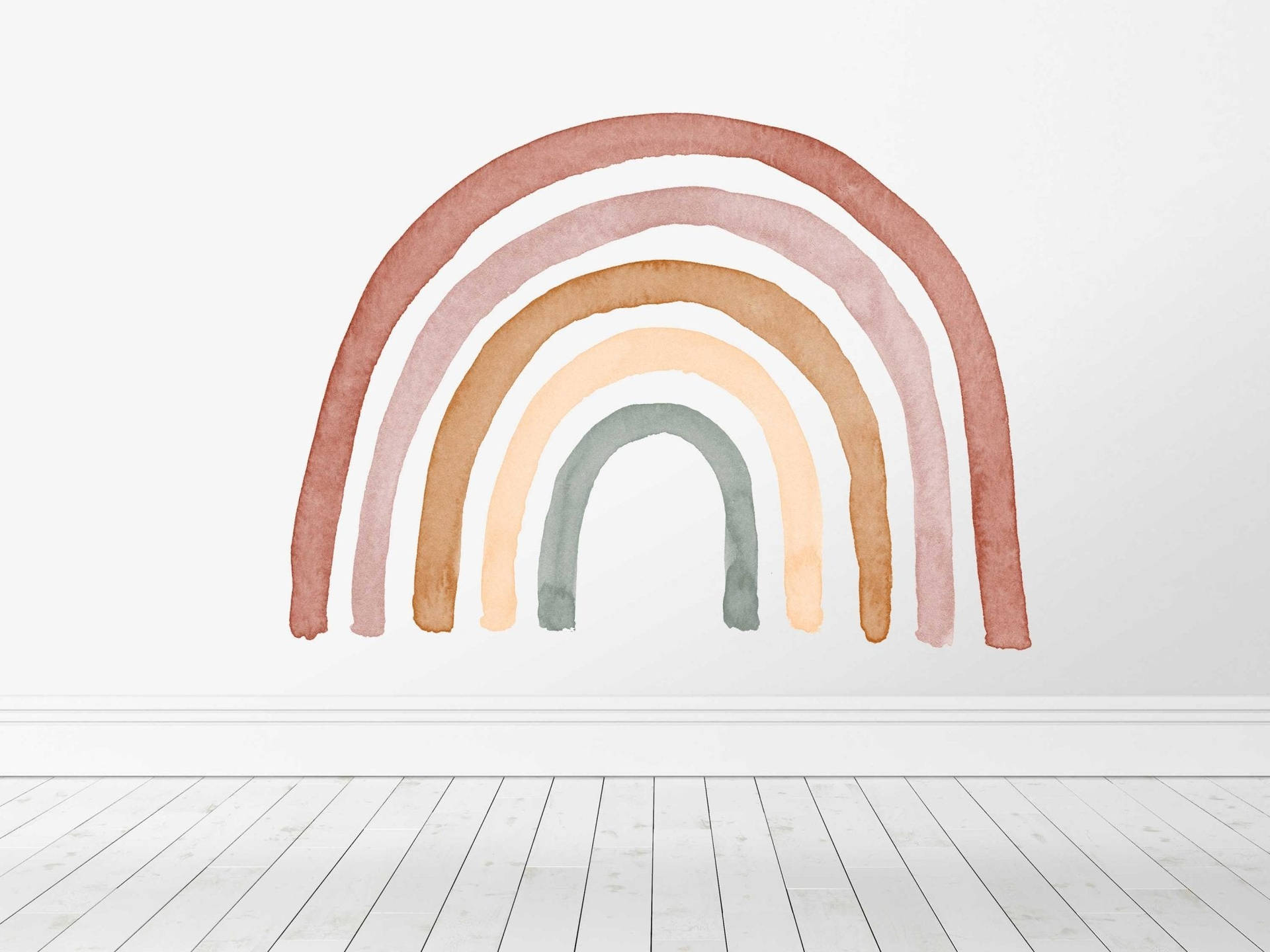 Boho Rainbow White Aesthetic Wallpaper