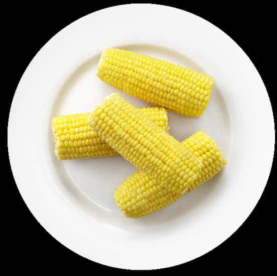 Boiled Corn Cobson White Plate PNG