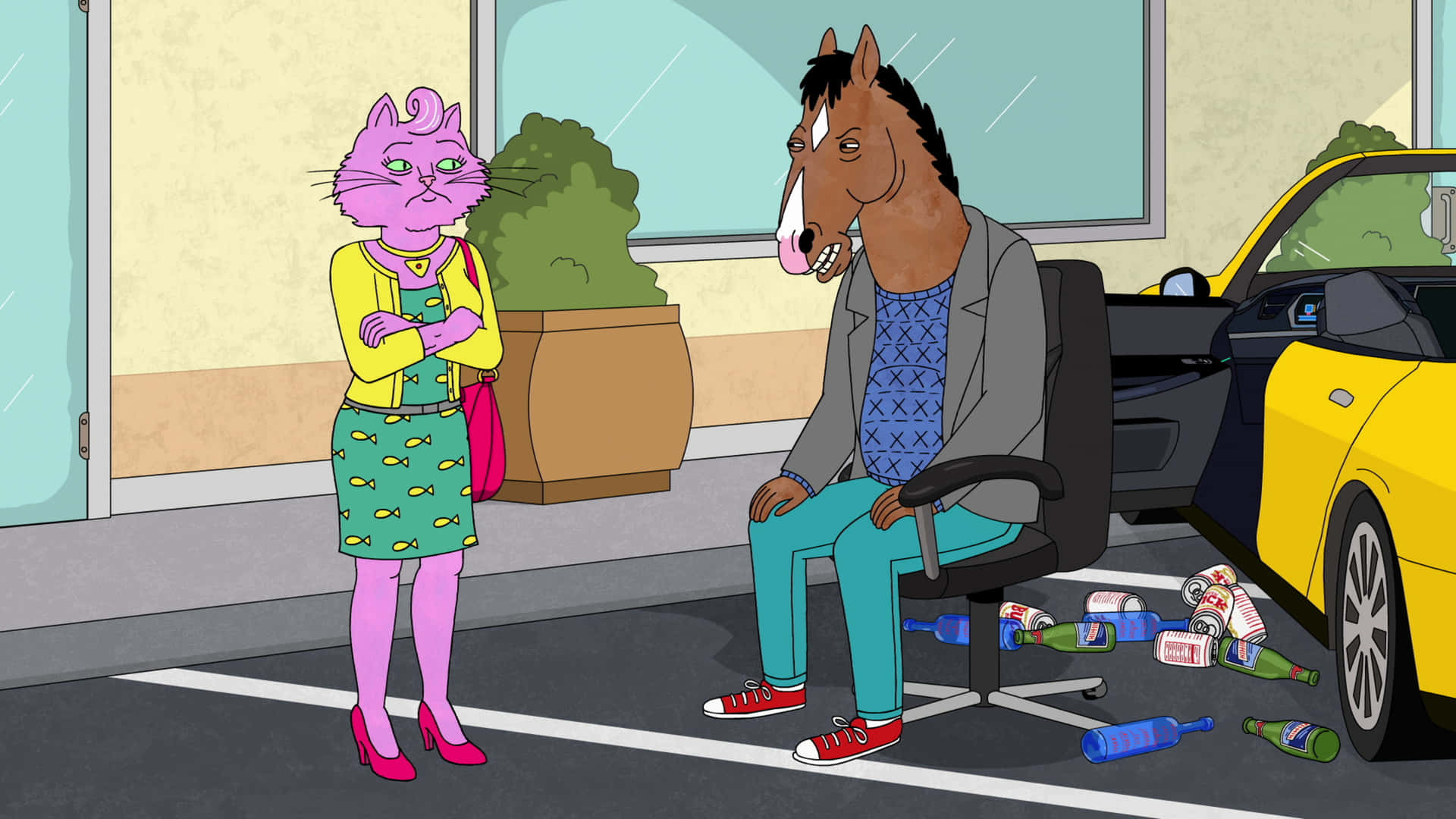 Bojack Horseman contemplates a lunch of drowned duck