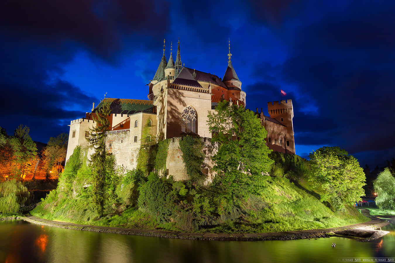 Bojnice Castle Beneath Blue Night Sky Wallpaper