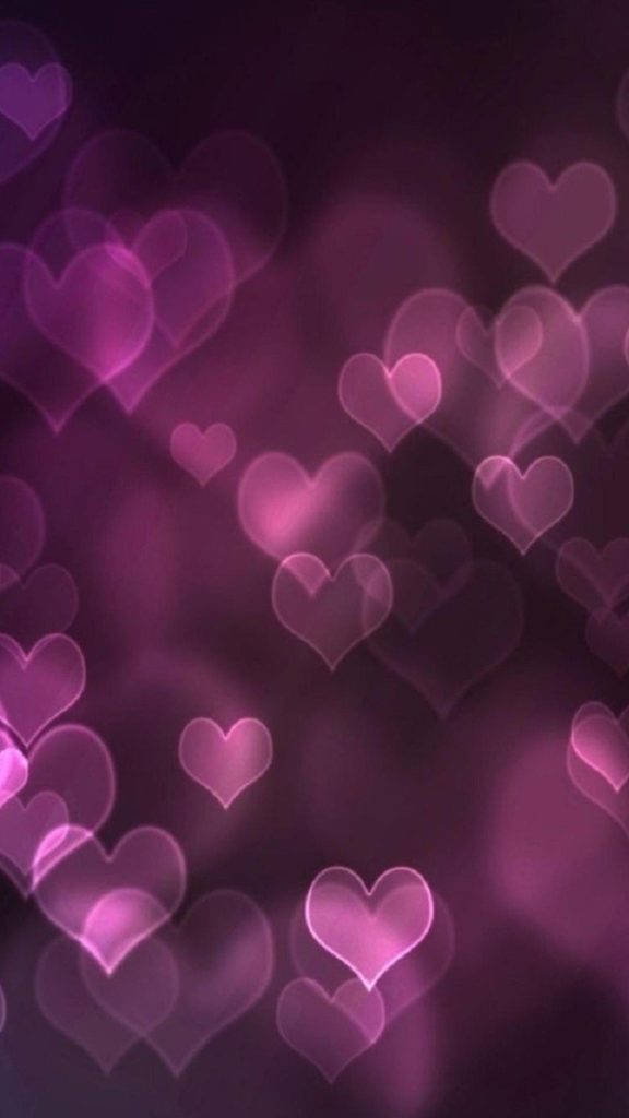 Bokeh Hearts Purple Iphone Wallpaper