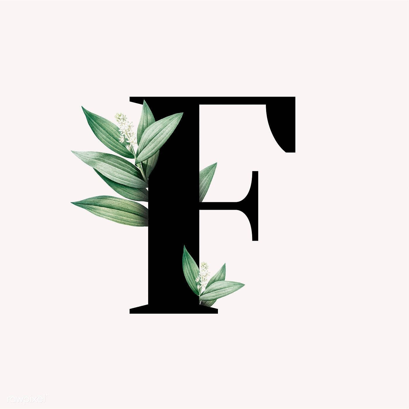 Bold Letter F With Leaves Wallpaper