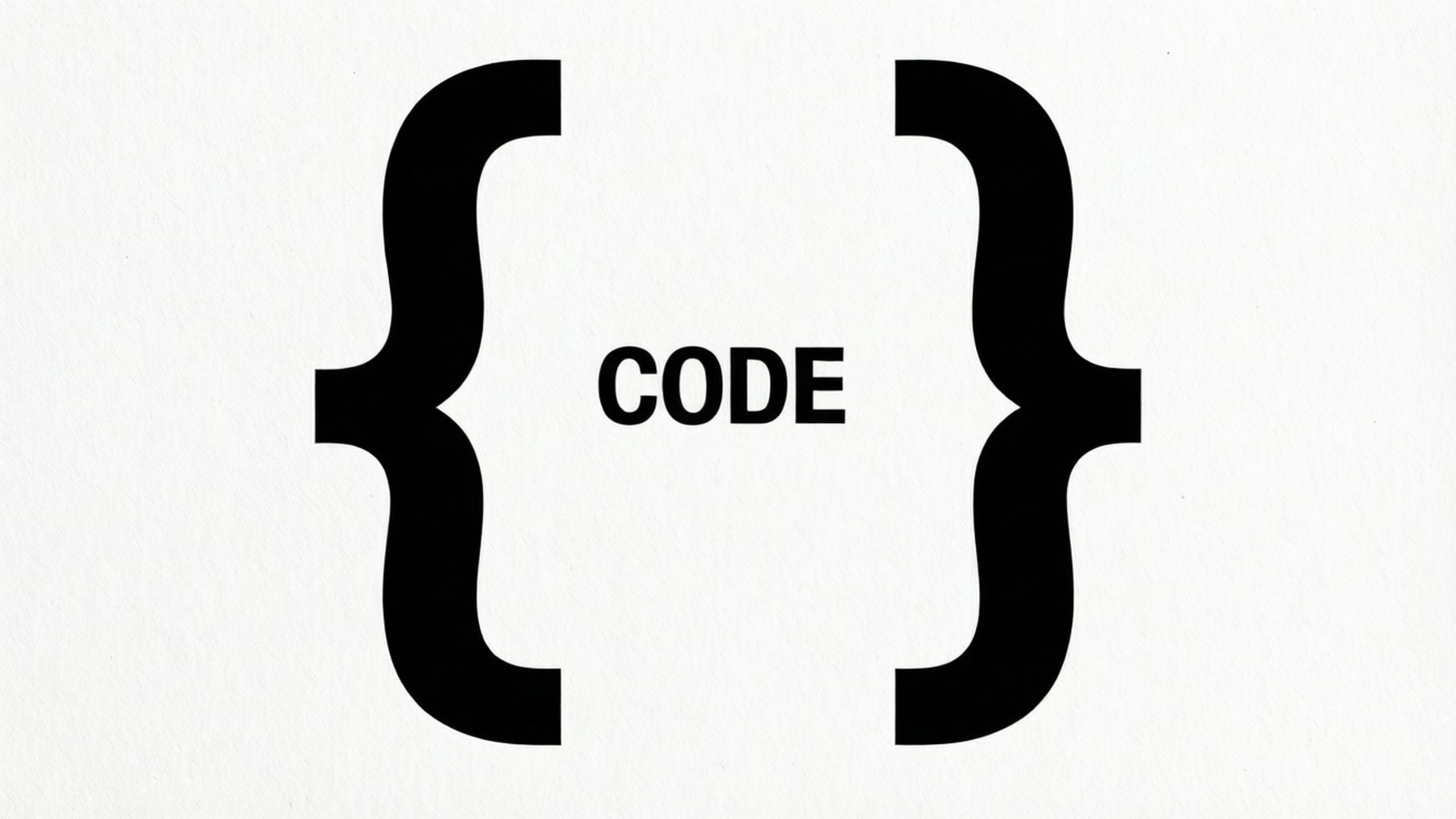 Lihavoitu aaltosulje sanalla 'CODE', minimalistinen typografia.