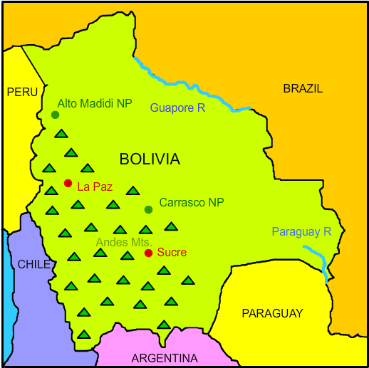 Bolivia Geographical Mapwith Key Locations PNG