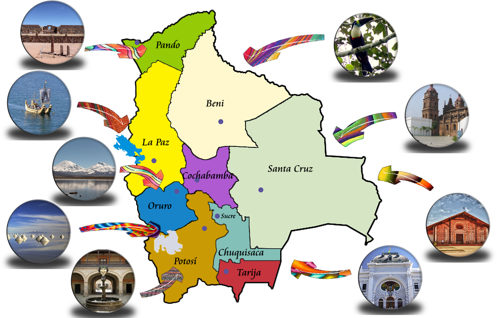 Bolivia Regionsand Landmarks Map PNG