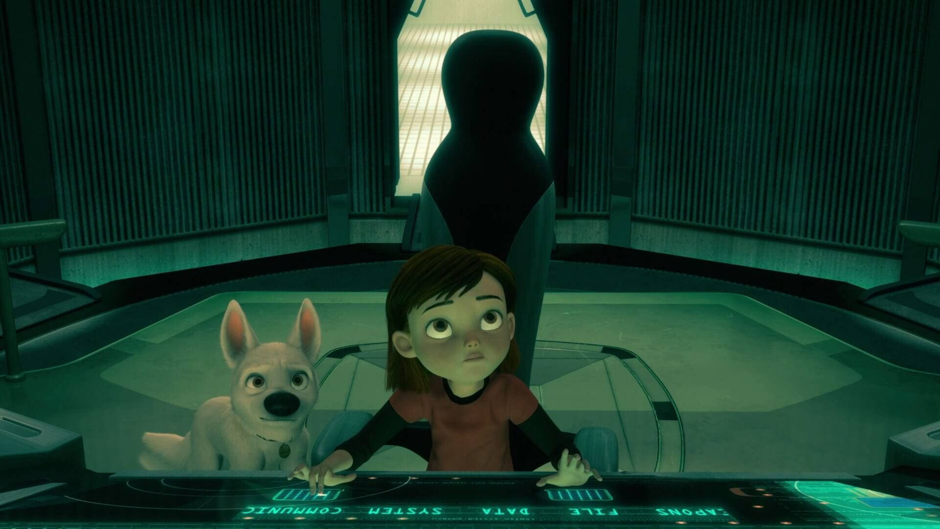Bolt & Penny In Control Room Background