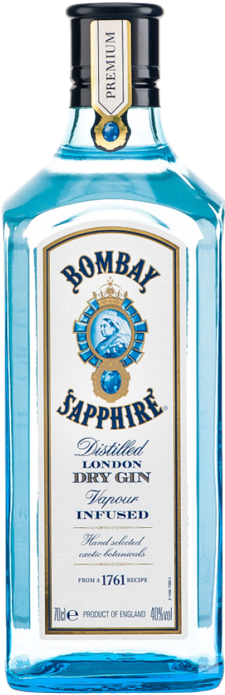 Bombay Sapphire Gin Bottle PNG