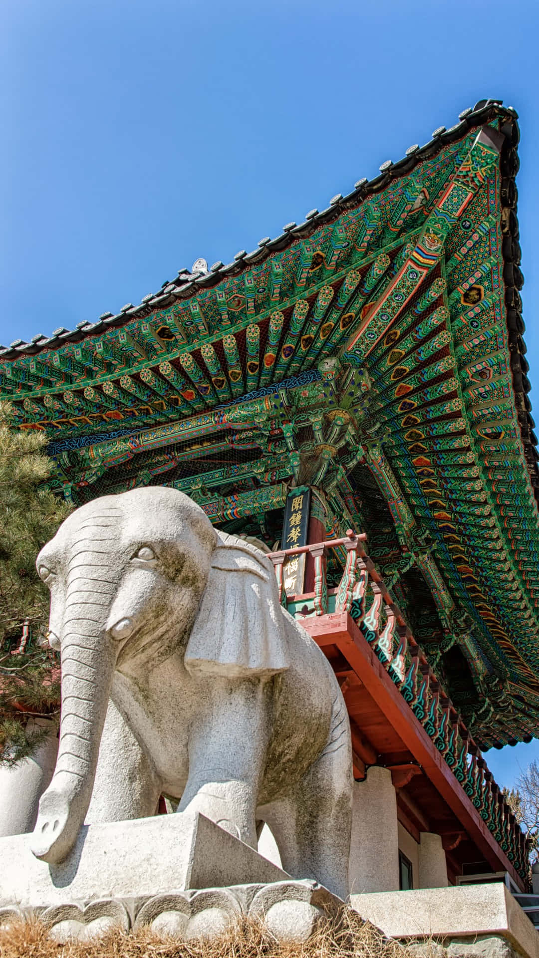 Bongeunsa Temple Elephant Guardian Statue Wallpaper