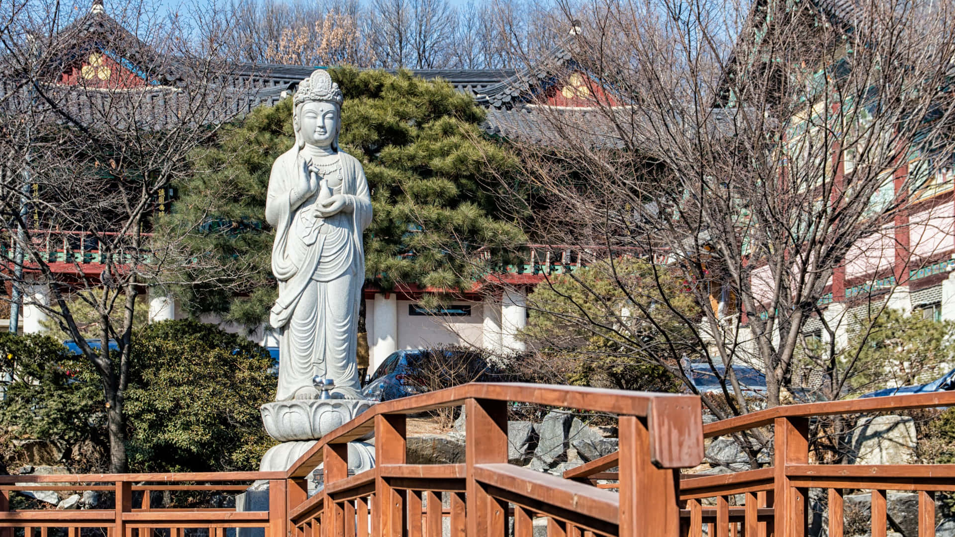 Bongeunsa Temple Statueand Architecture Wallpaper