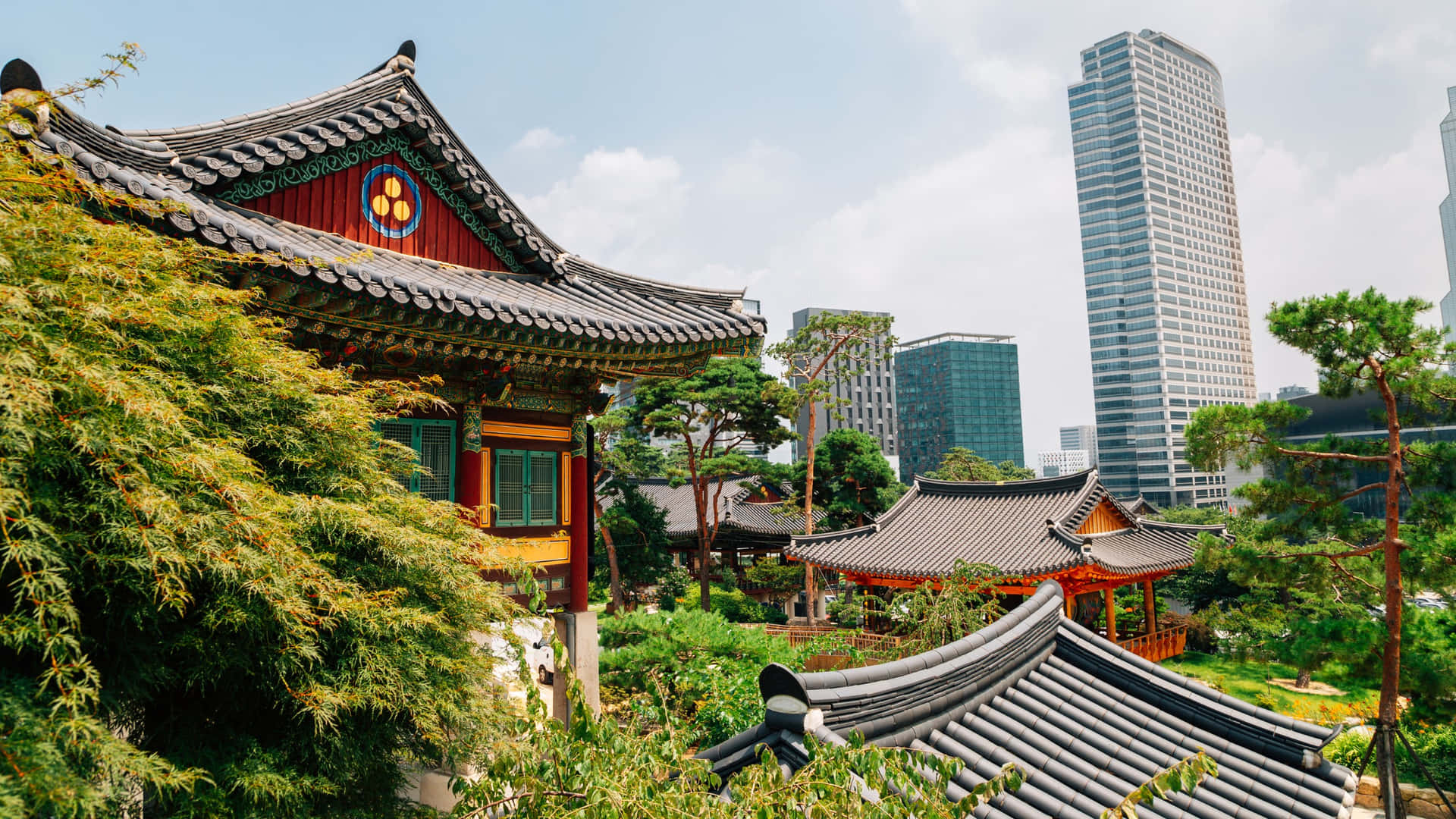 Bongeunsa Temple Traditional Architecture Modern Skyline Wallpaper