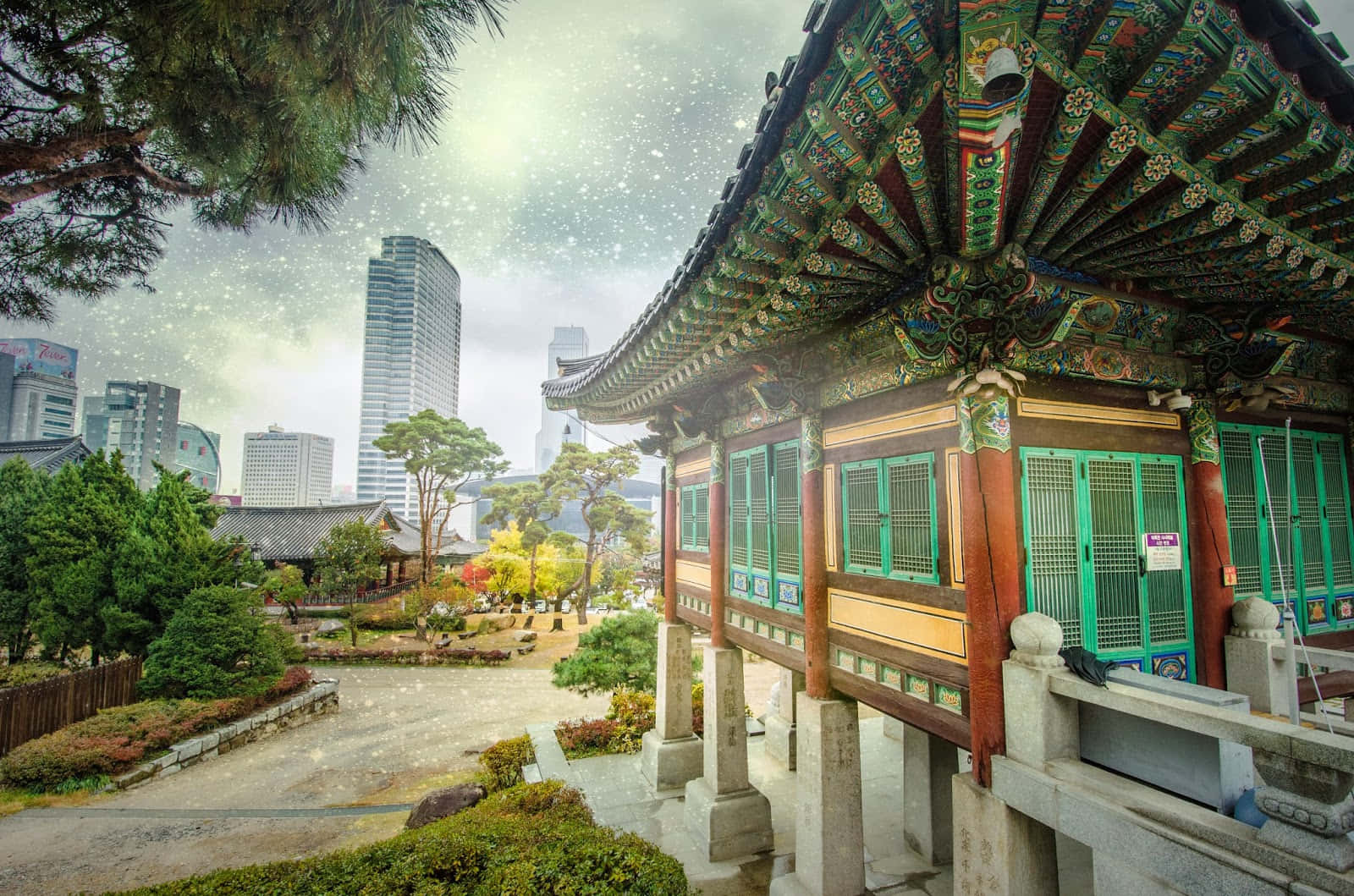 Bongeunsa Temple Traditional Meets Modern Seoul Wallpaper