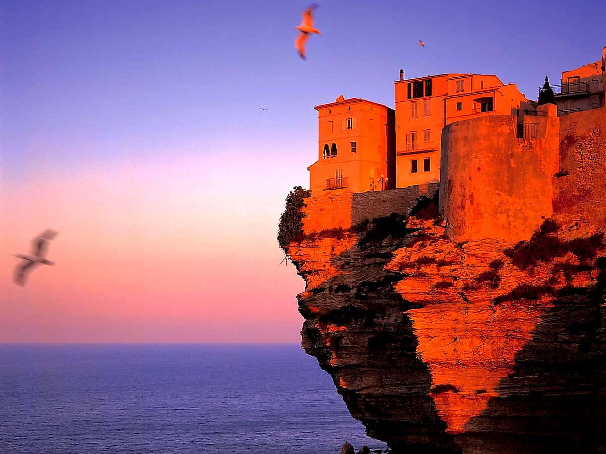Bonifacio Corsica Mediterranean Island Cliff Wallpaper