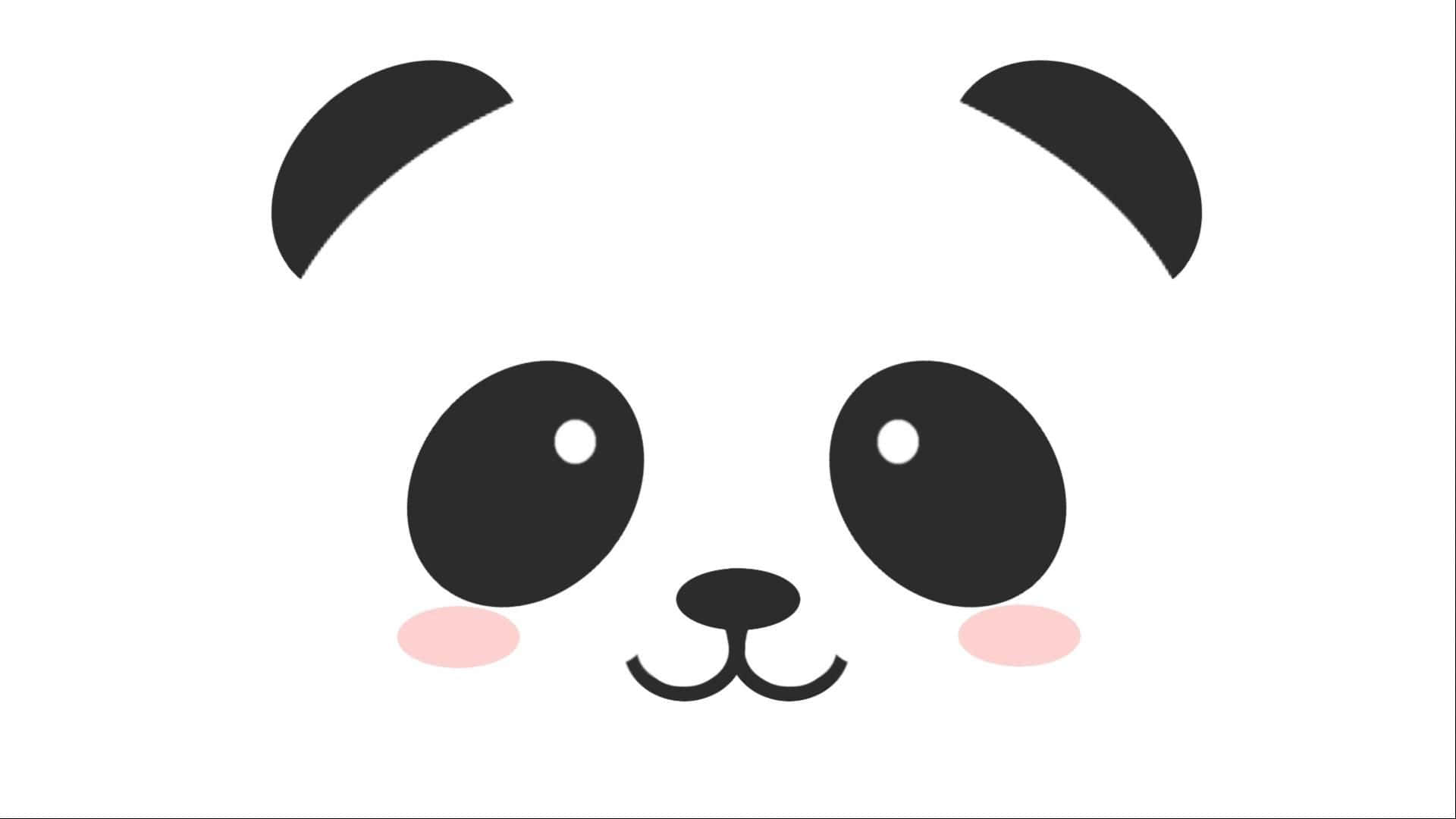 Unacara De Oso Panda Con Ojos Negros Y Labios Rosados Fondo de pantalla