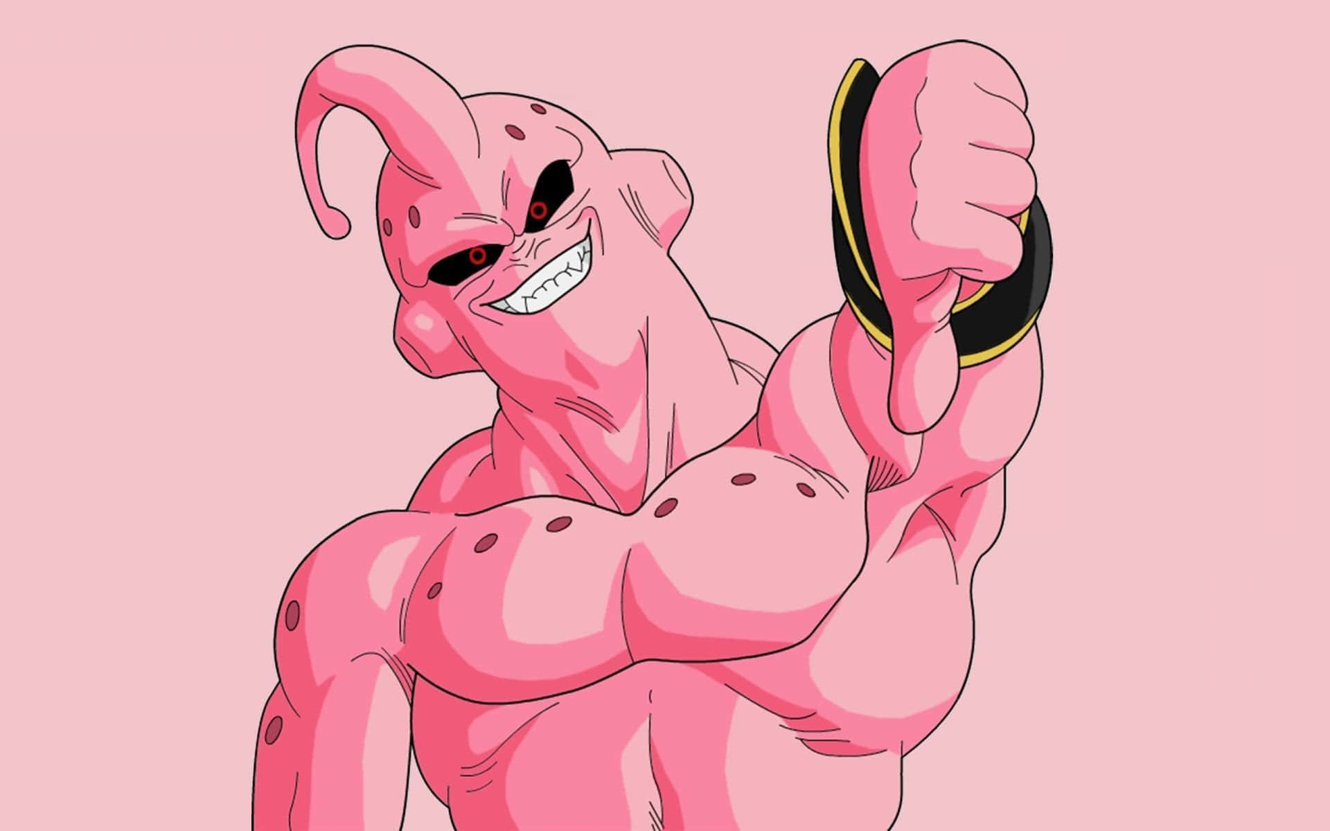 A Pink Dragon Ball Z Character Is Holding Up A Pink Hand Wallpaper