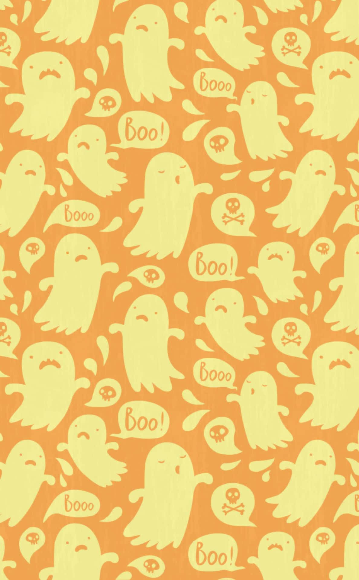 Boo And Stuff On Orange Background Wallpaper