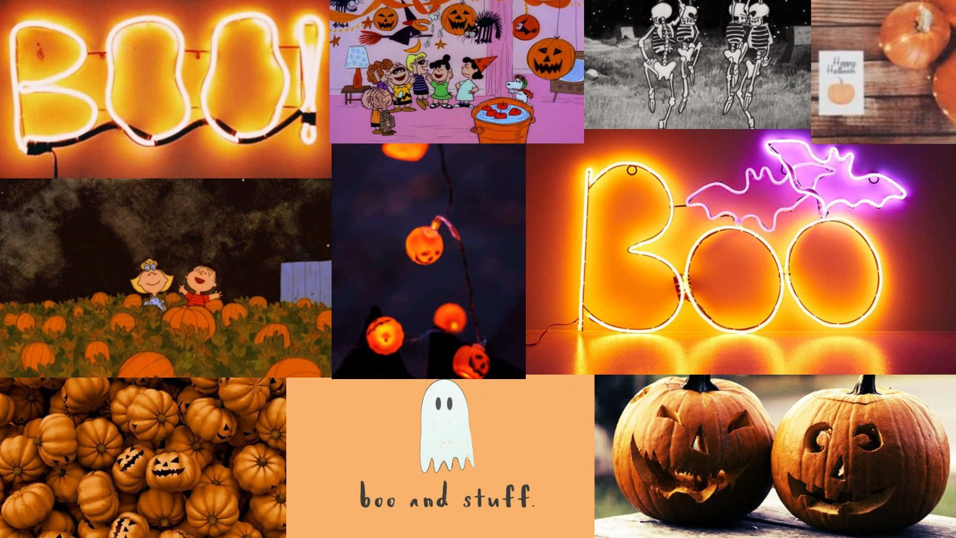 Collagedi Halloween Con Zucche E Segni Di Halloween Sfondo