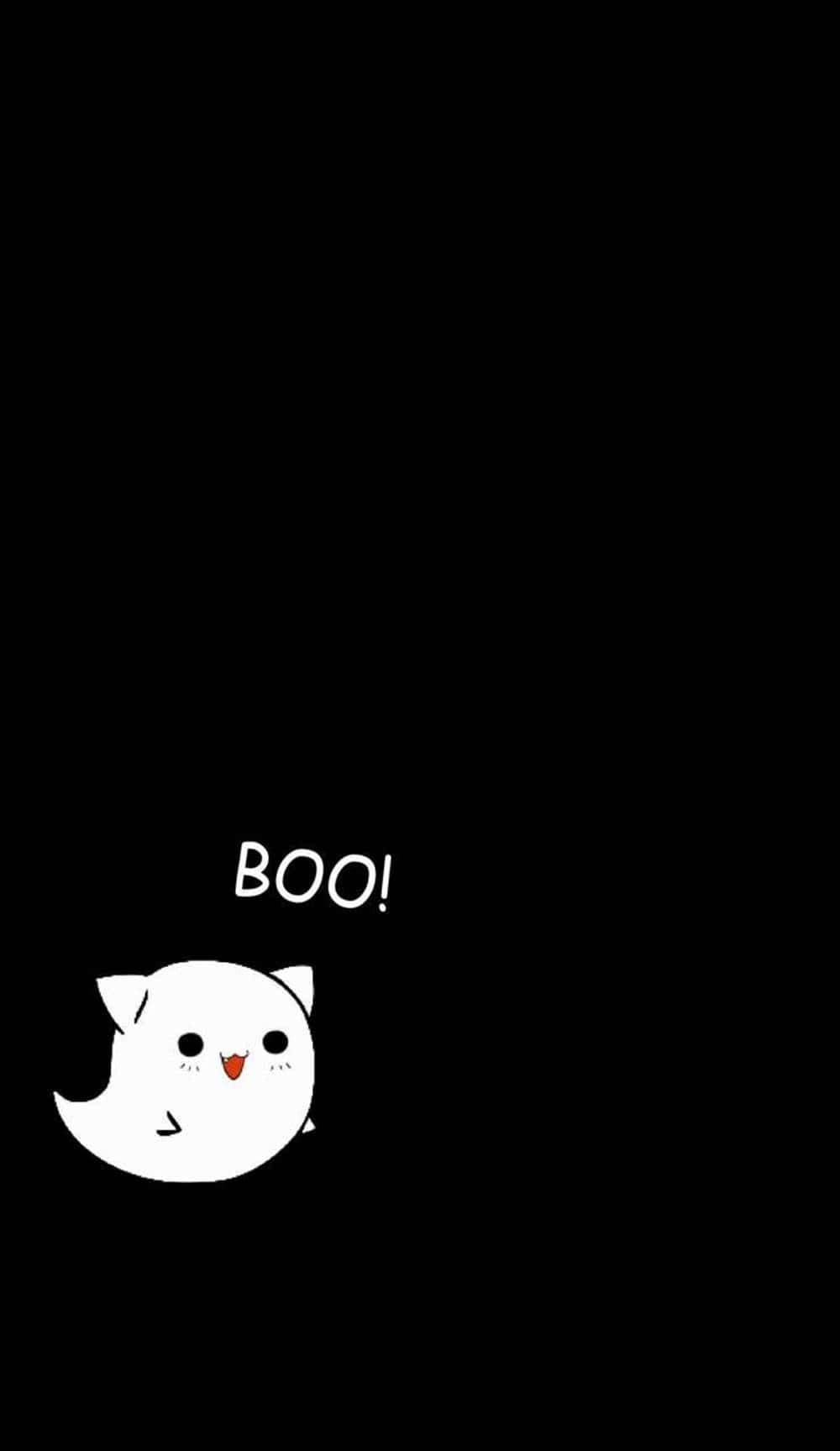 A White Cat With The Words Boo On It Wallpaper