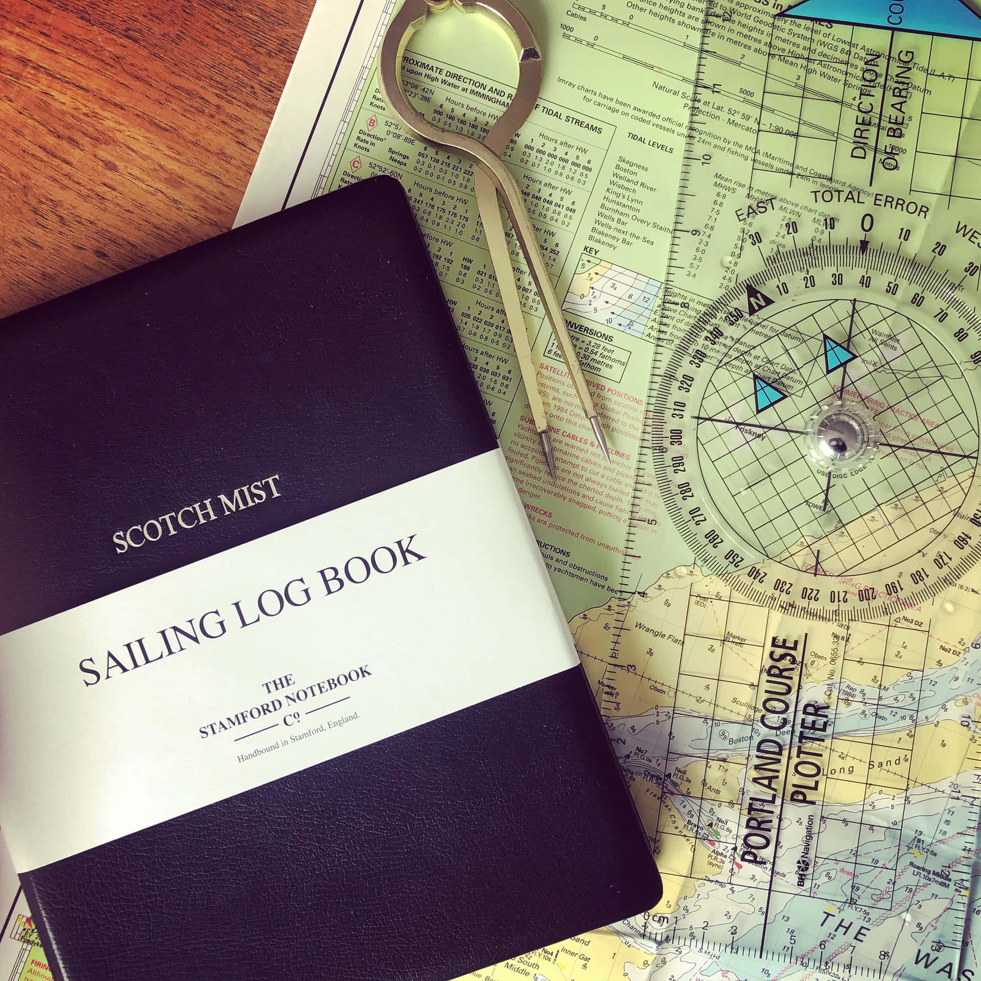 A Sailing Log Book With A Map And A Pen