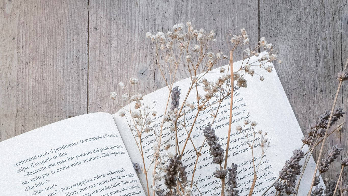 Book Dried Flowers Aesthetic Wallpaper