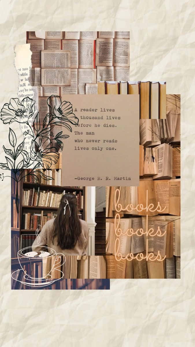 Book Lover Collage_ Aesthetic Reading Moment Wallpaper