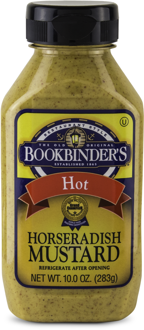 Bookbinders Hot Horseradish Mustard Bottle PNG