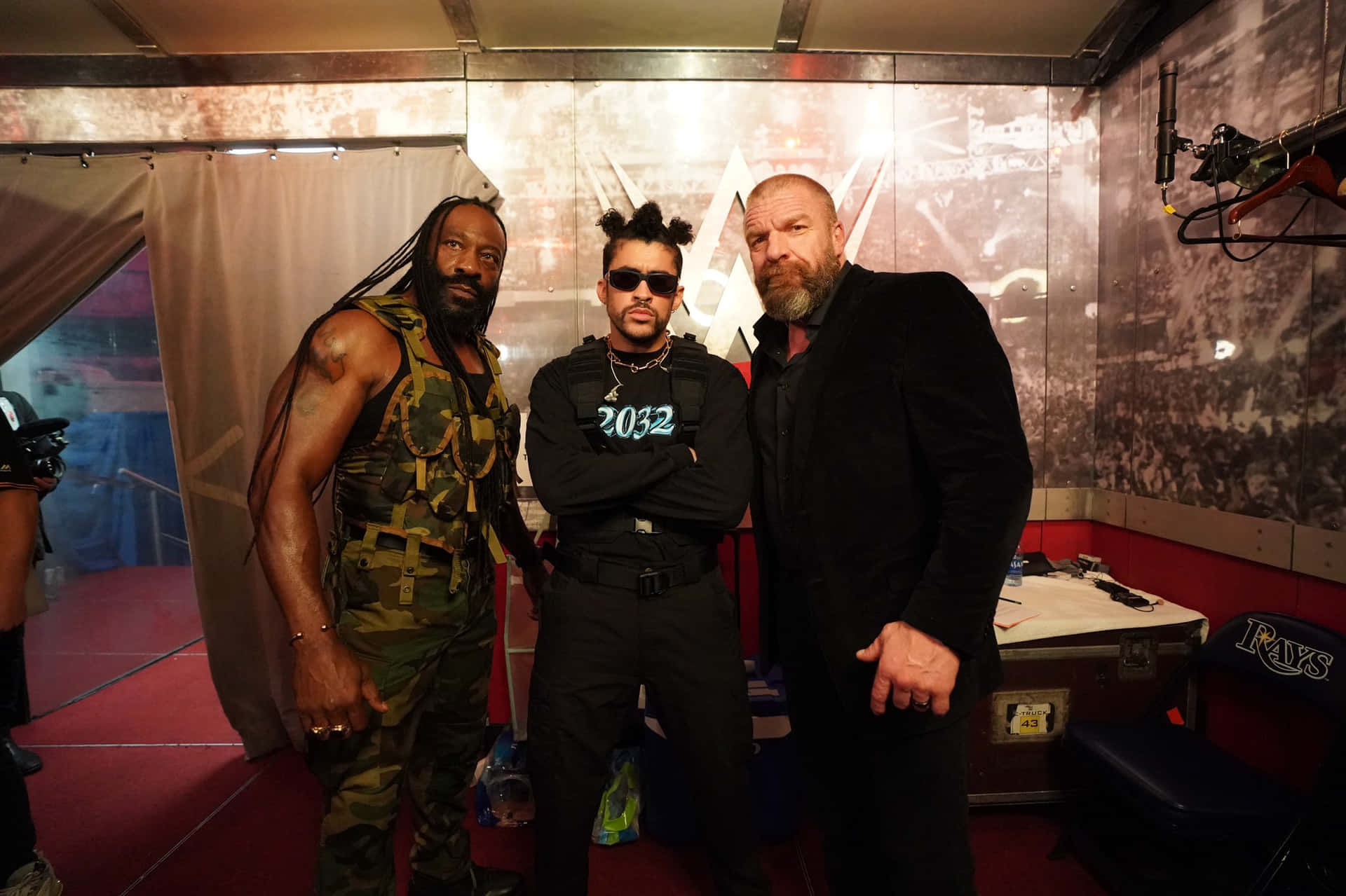 Booker T With Bad Bunny And Triple H Wallpaper