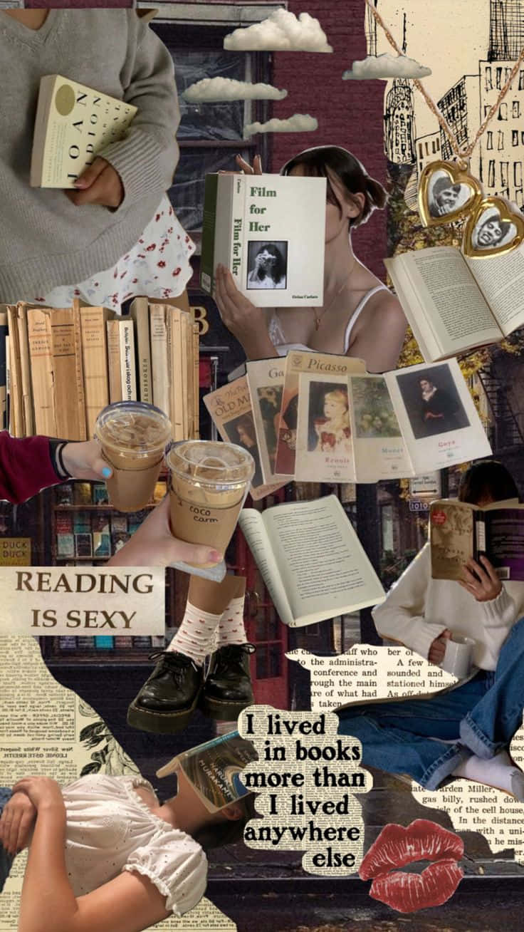 Bookish Collage Aesthetic Wallpaper