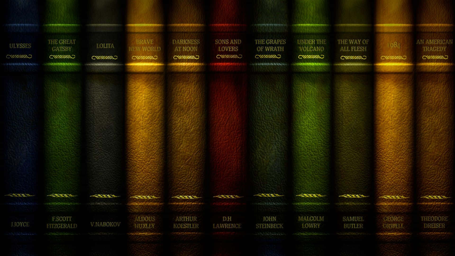 Enrække Farverige Bøger På En Mørk Baggrund.