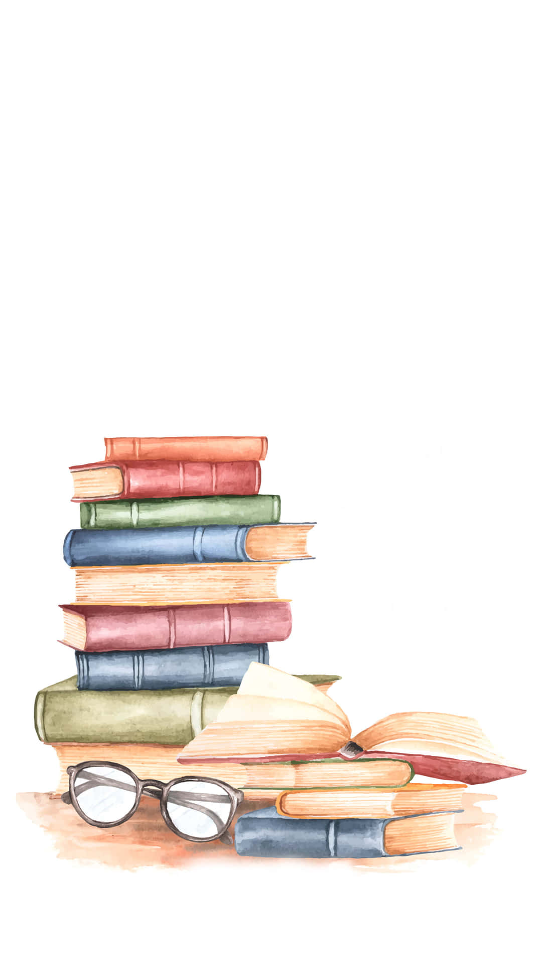 Books Iphone With Glasses Graphic Art Wallpaper