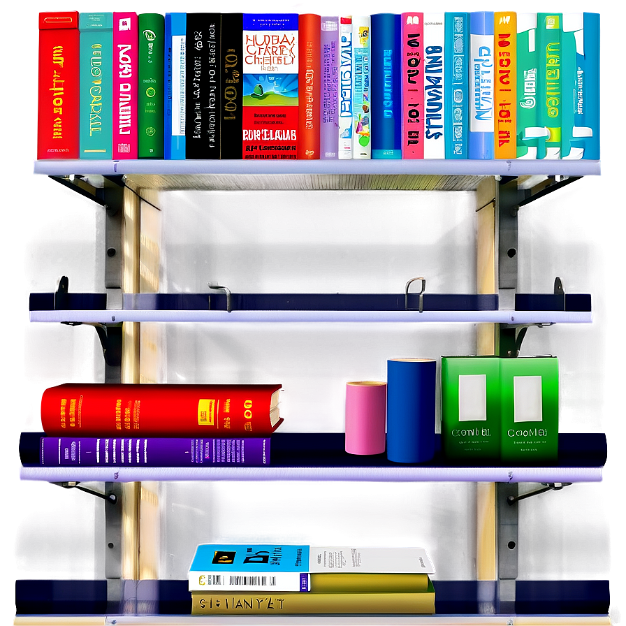 Books On Shelf A PNG