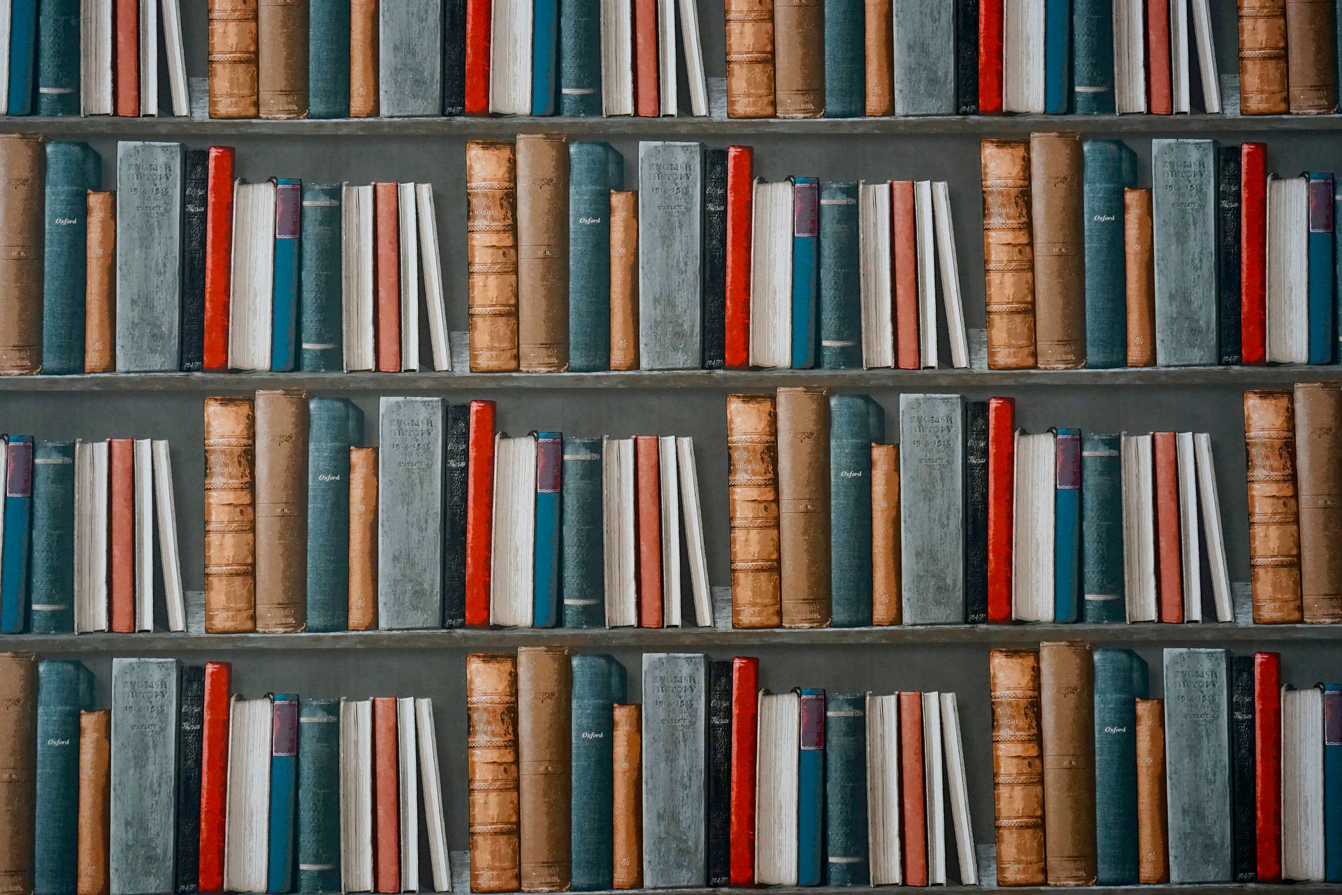 Books on a shelf art wallpaper