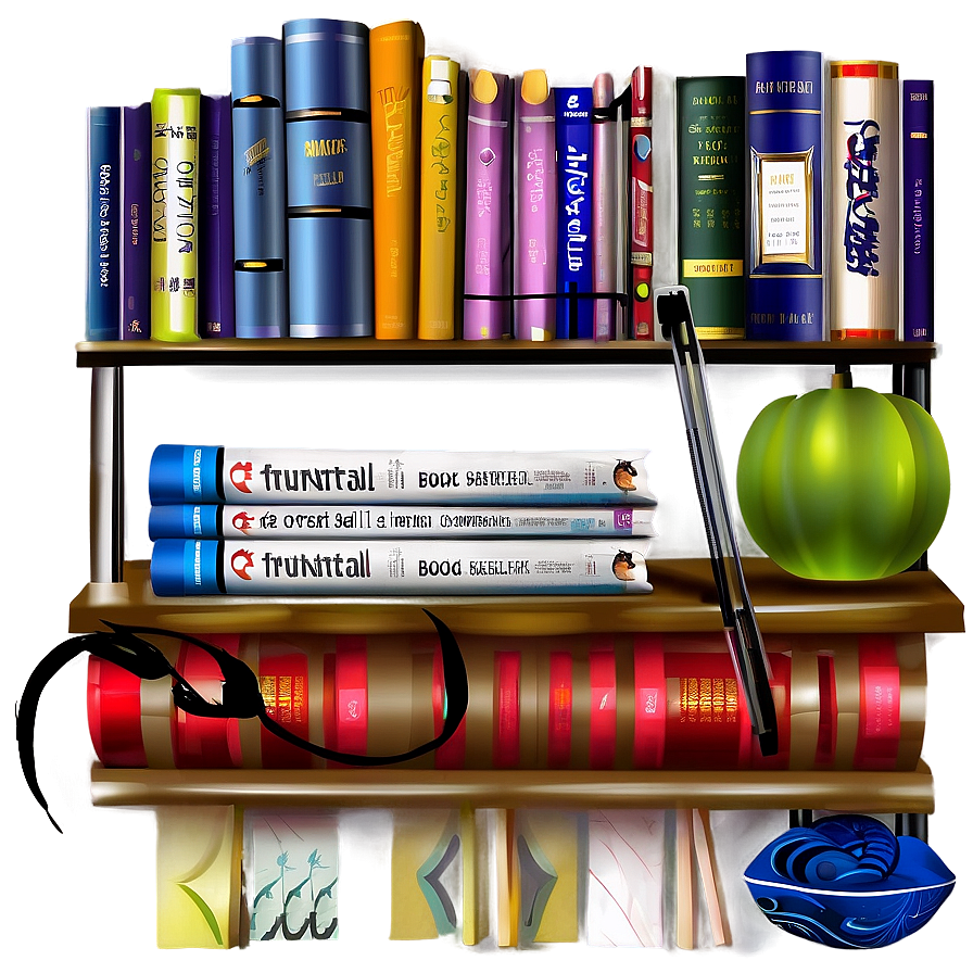 Books On Wall Shelf Png 74 PNG