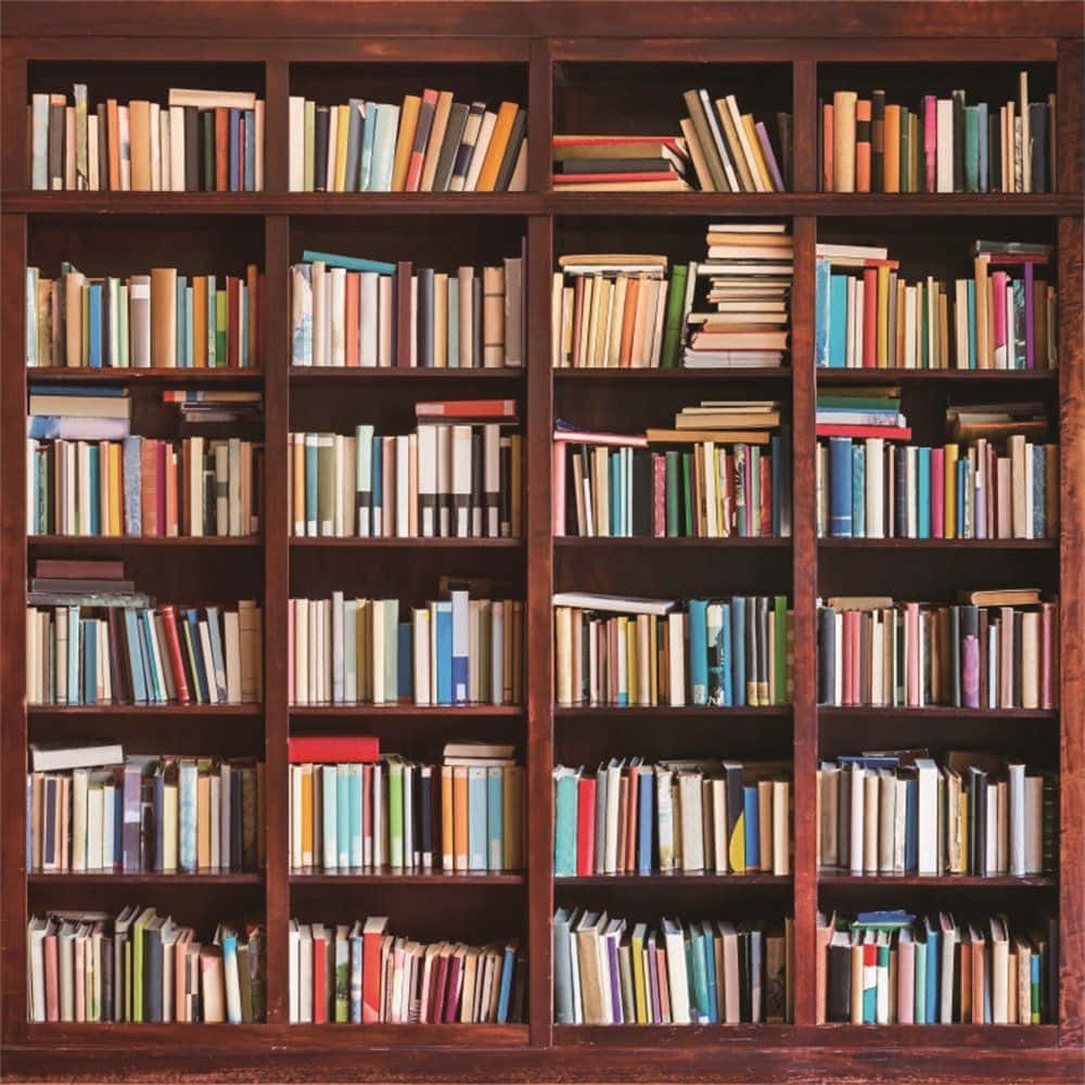 Library Digital Image Of Bookshelf Background For Desktop Background