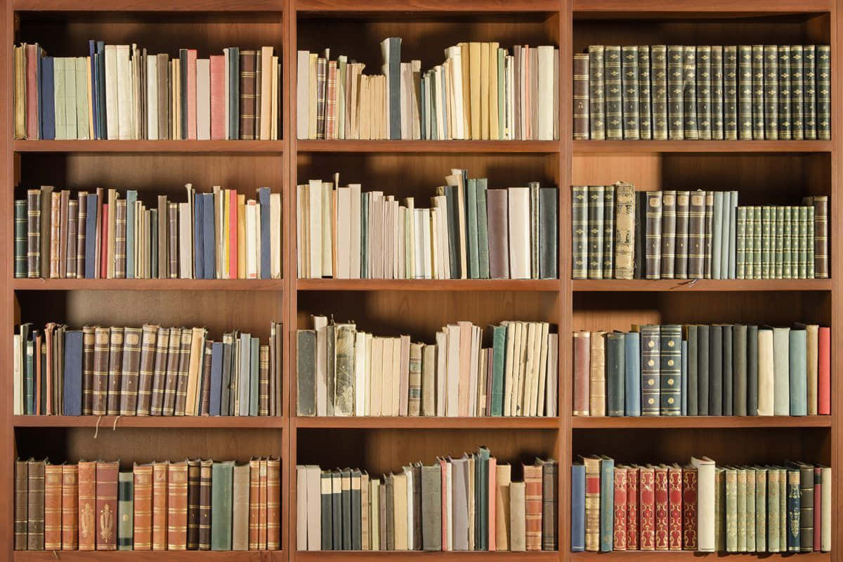 Old Wooden Bookshelf Picture