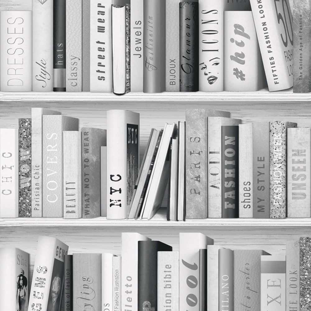 Greyscale Bookshelf Picture