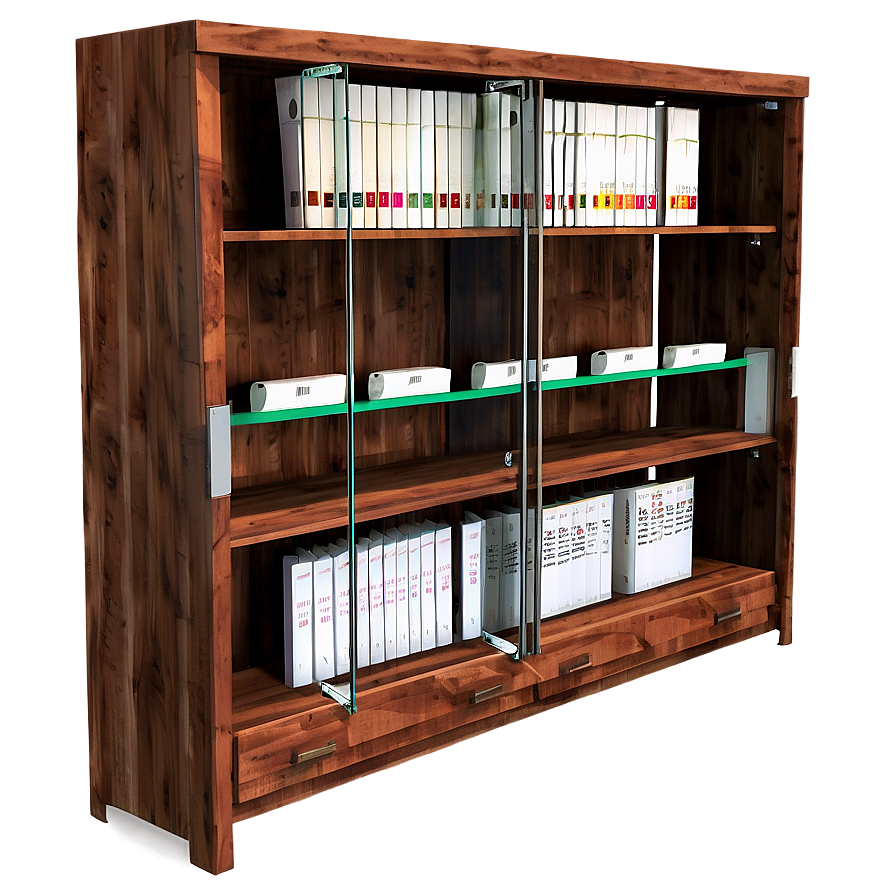 Bookshelf With Sliding Doors Png Rvf PNG