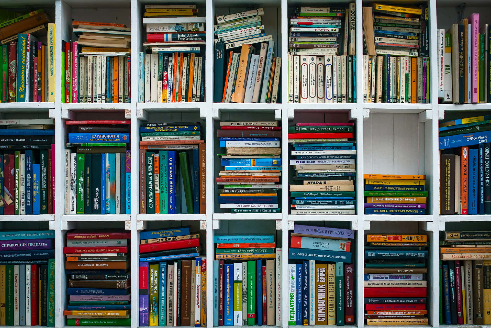 Zoom into a cozy shelf of books