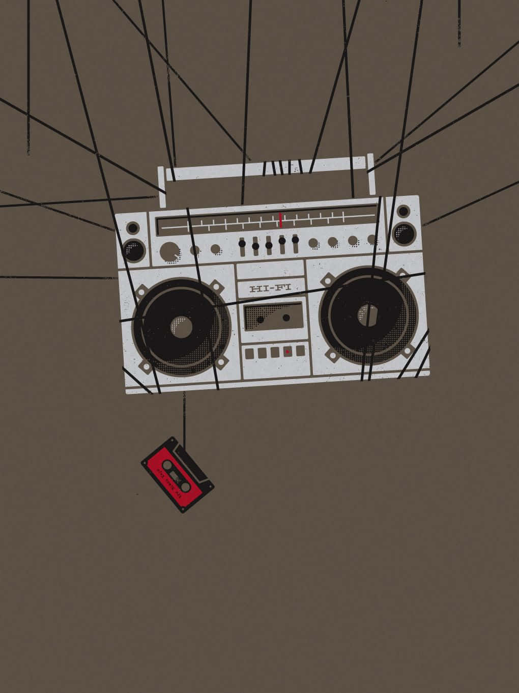 Classic Gray Boombox And Cassette Wallpaper